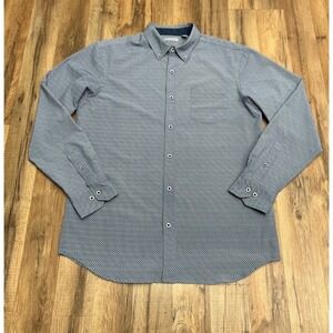 NWOT Age Of Wisdom Button-Up Shirt Men's Size L Blue Long Sleeve Collared Argyle